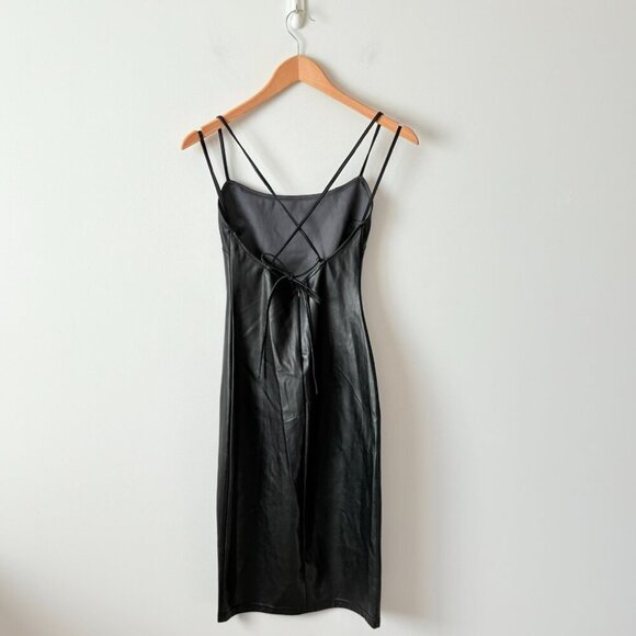 Aritzia Ten by Babaton Backstory Vegan Leather Midi Dress Black Size 0 - Picture 7 of 9